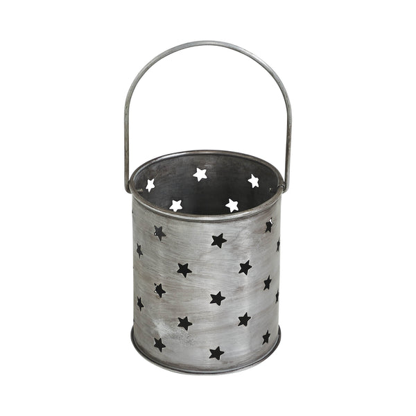 Twinkling Star Brushed Metal Candle Holder 3.75x3.25x3.25