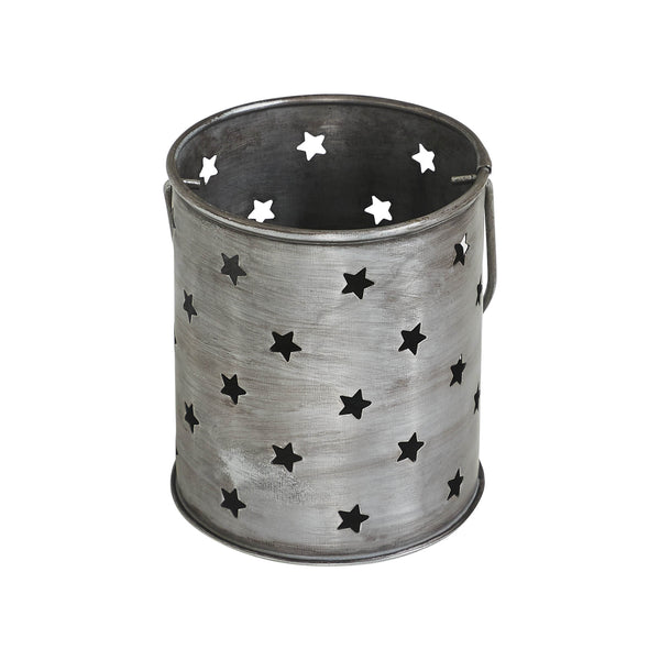 Twinkling Star Brushed Metal Candle Holder 3.75x3.25x3.25