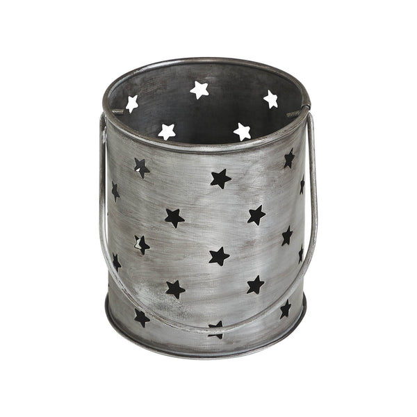 Twinkling Star Brushed Metal Candle Holder 3.75x3.25x3.25