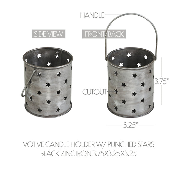 Twinkling Star Brushed Metal Candle Holder 3.75x3.25x3.25