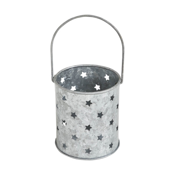 Twinkling Star Galvanized Metal Candle Holder 3.75x3.25x3.25