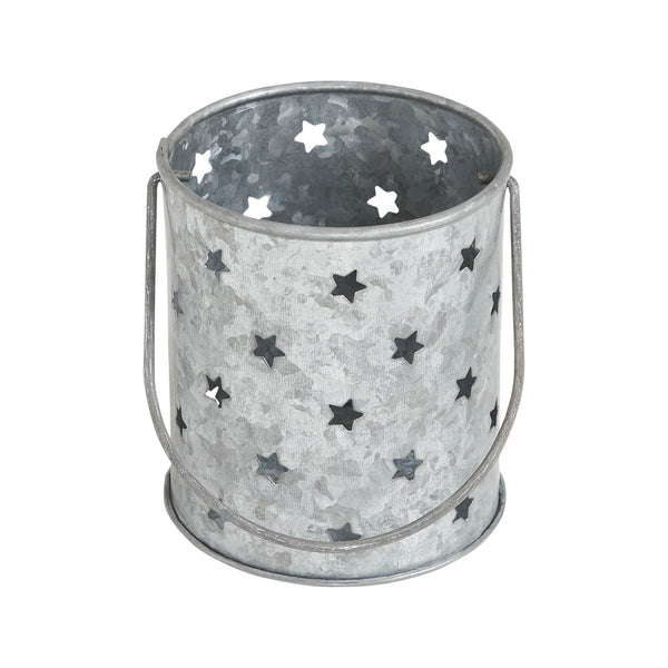 Twinkling Star Galvanized Metal Candle Holder 3.75x3.25x3.25
