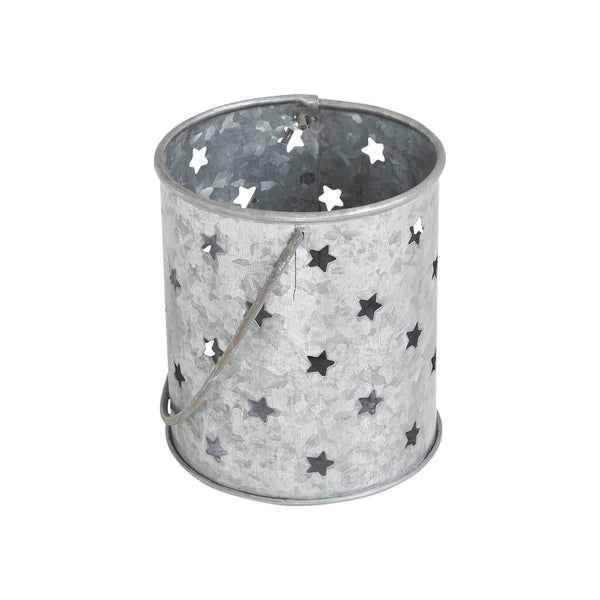 Twinkling Star Galvanized Metal Candle Holder 3.75x3.25x3.25