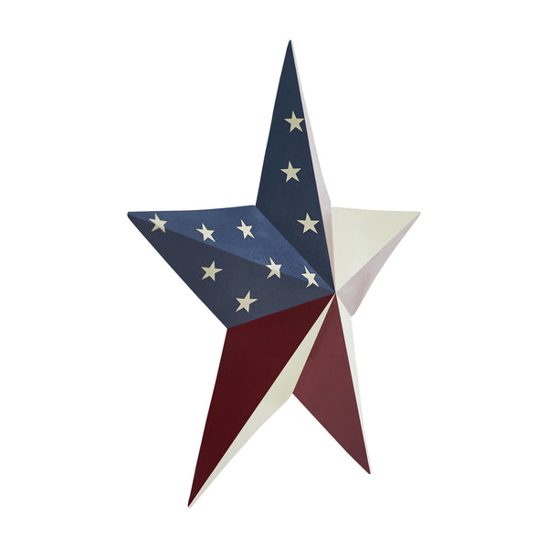 Painted Metal American Flag Theme Star 8x8