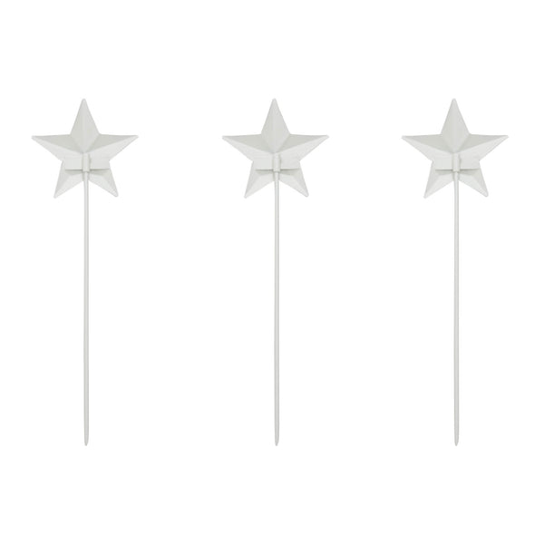 Painted Metal American Flag Theme Star on Pick Set of 3 12x3.5