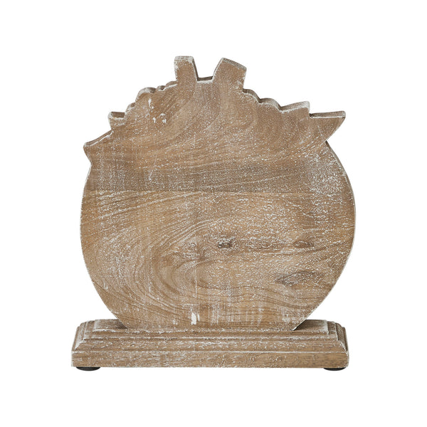 Rustic Farmhouse Carved Wooden Floral Crown Pumpkin Autumn Fall Harvest Tabletop Decor 8.5x8x2 Inch