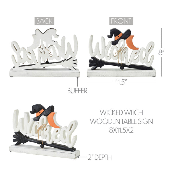 Wicked Witch Wooden Tabletop Decor Sign Spooky Halloween Home Accent 8x11.5x2