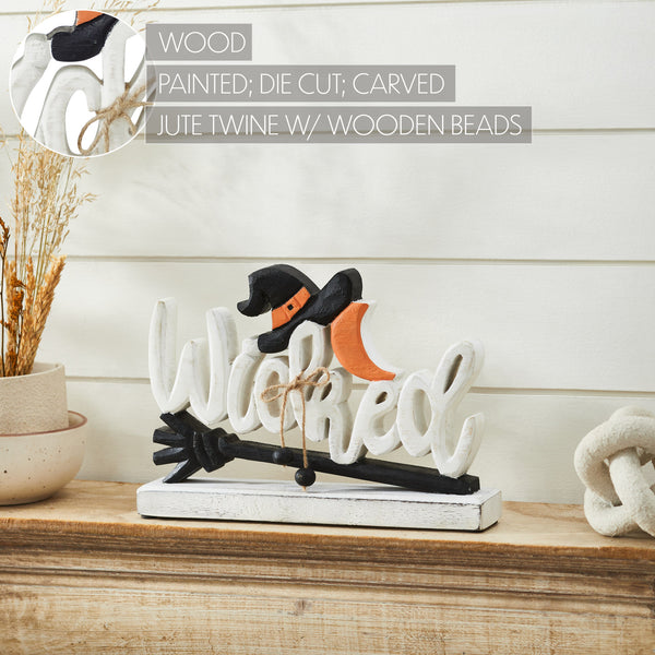 Wicked Witch Wooden Tabletop Decor Sign Spooky Halloween Home Accent 8x11.5x2