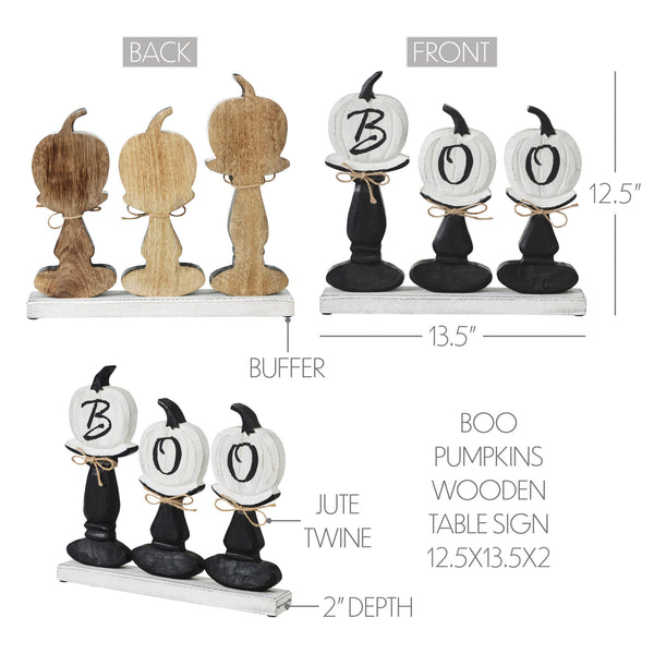 BOO Pumpkins Wooden Tabletop Halloween Fall Home Decor Sign