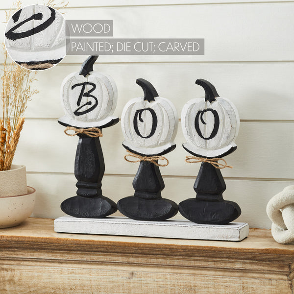 BOO Pumpkins Wooden Tabletop Halloween Fall Home Decor Sign