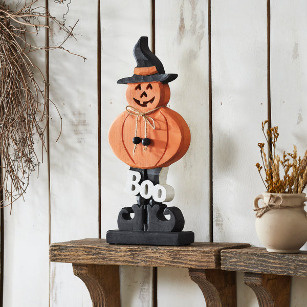Boo Wooden Jack-O-Lantern 15.5x7.25x2