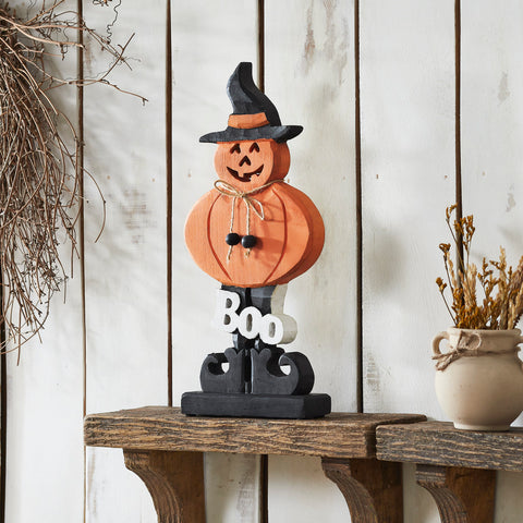 Boo Wooden Jack-O-Lantern 15.5x7.25x2
