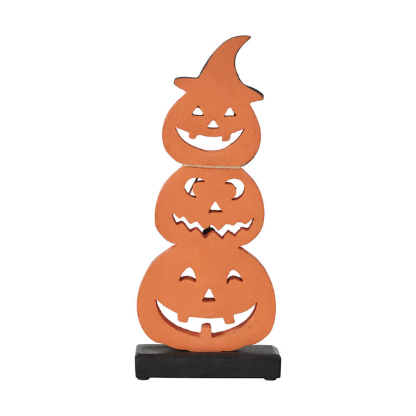 Stacked Wooden Jack O Lantern 14.25in Tall Rustic Farmhouse Halloween Fall Decor
