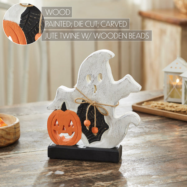 Halloween Spooky Jack O Lantern Wooden Ghost Tabletop Fall Decor