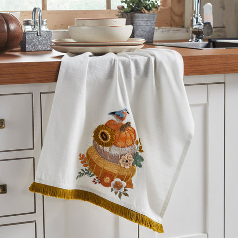 Pumpkin Floral Tea Towel 19x28