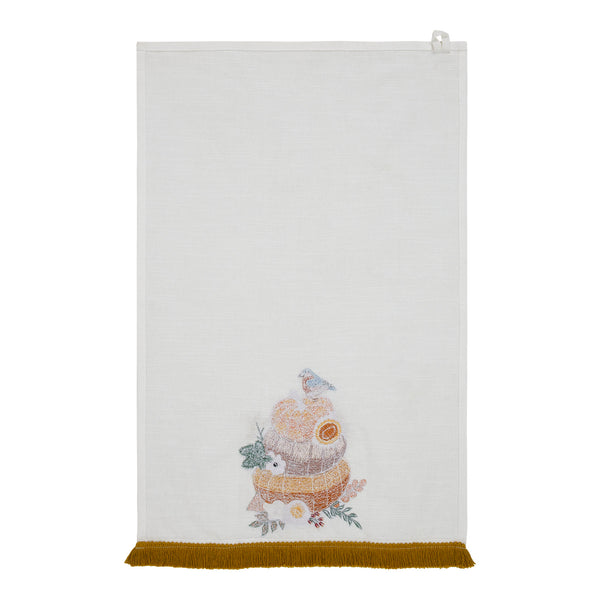 Fall Harvest Pumpkin Floral Cotton Kitchen Tea Towel 19x28, Decorative Dish Towel