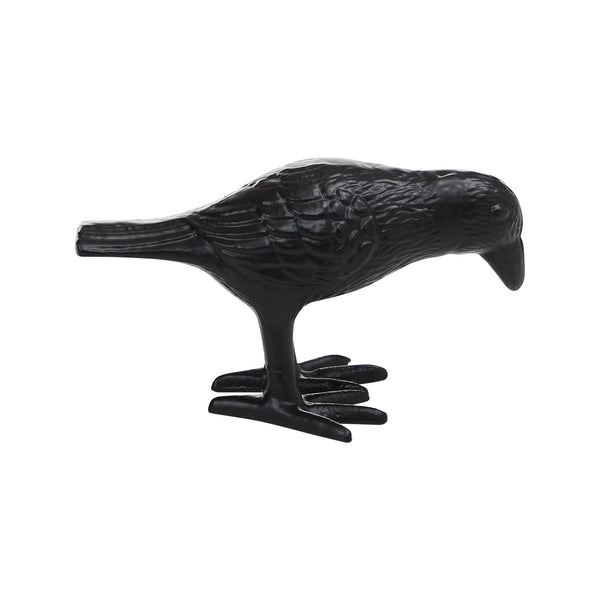 Black Metal Crow Statue | Primitive Raven Figurine Décor