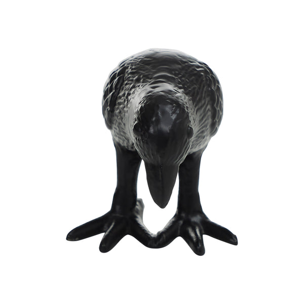 Black Metal Crow Statue | Primitive Raven Figurine Décor