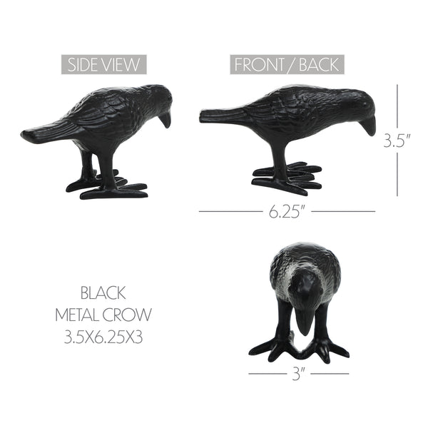 Black Metal Crow Statue | Primitive Raven Figurine Décor