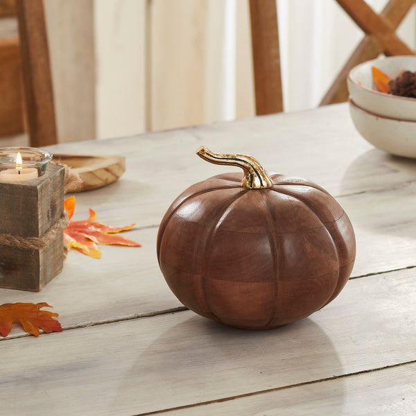Heirloom Wooden Pumpkin Chestnut 6.5x7x7