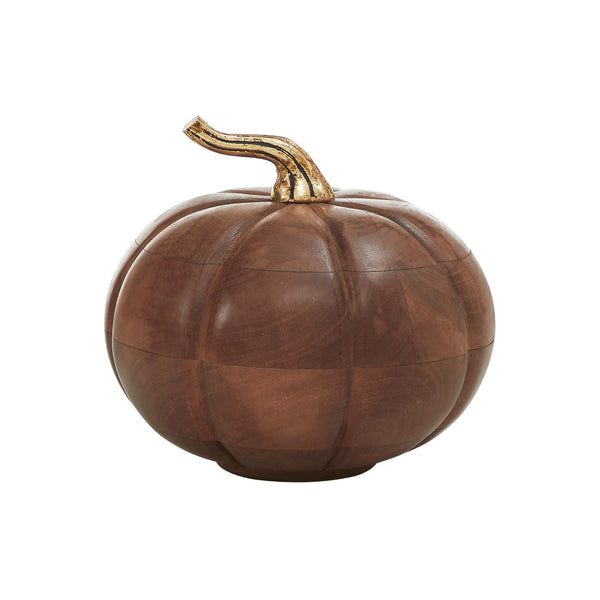 Heirloom Rustic Wooden Pumpkin Decor Chestnut Solid Wood Handcrafted Fall Autumn Harvest Tabletop Accent 6.5x7x7 Inches