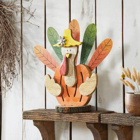 Whimsical Wooden Turkey 15.75x15.25x5.75
