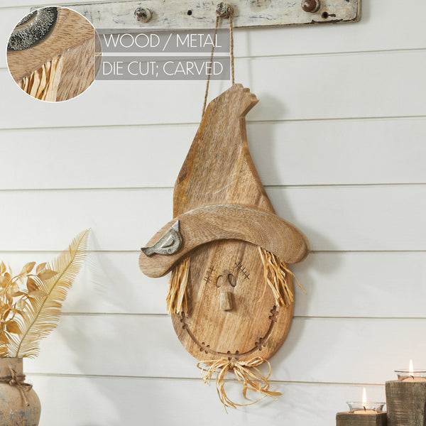 Farmhouse Rustic Wooden Scarecrow Autumn Fall Harvest Wall Art Decor 18.25 x 12 Inch