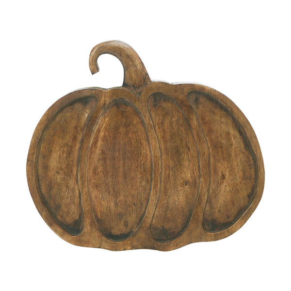 Rustic Dark Wood Pumpkin Fall Decorative Serving Tray Autumn Harvest Table Centerpiece Accent Decor 12 x 13.75 x 1 Inch
