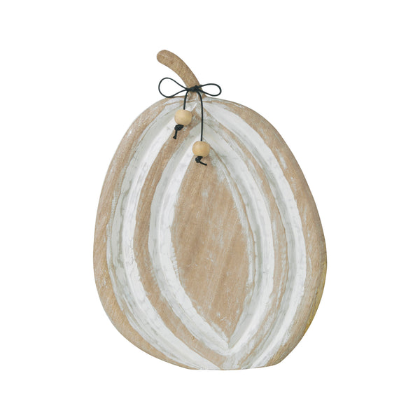 Distressed White Carved Wooden Pumpkin Rustic Farmhouse Fall Autumn Home Decor 12x8.75x1.5 Seasonal Tabletop Accent