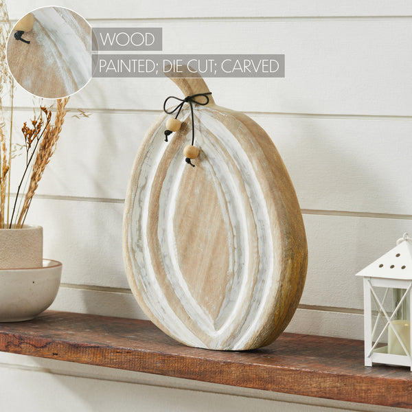Distressed White Carved Wooden Pumpkin Rustic Farmhouse Fall Autumn Home Decor 12x8.75x1.5 Seasonal Tabletop Accent