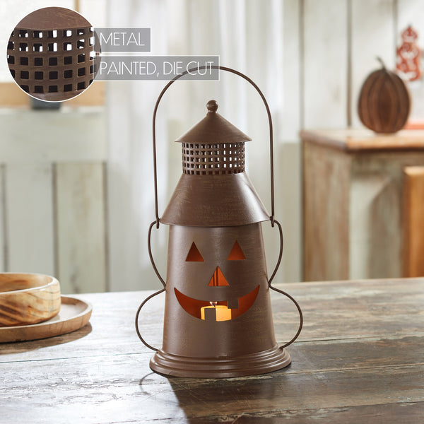 Halloween Spooky Bronze Metal Lantern Tealight Candle Holder Decorative Home Accent 12x8x6