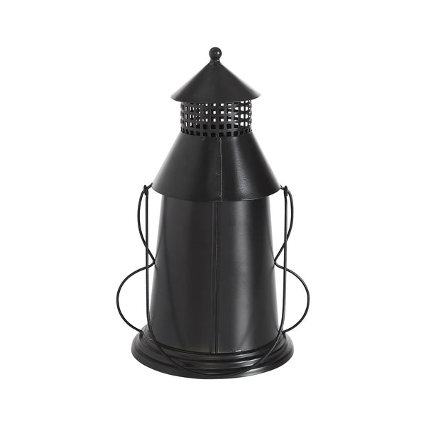 Black Halloween Spooky Decorative Metal Lantern Tealight & Votive Candle Holder Indoor Tabletop Accent Decor 12 Inch Tall