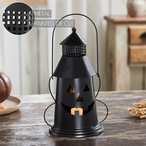 Black Halloween Spooky Decorative Metal Lantern Tealight & Votive Candle Holder Indoor Tabletop Accent Decor 12 Inch Tall