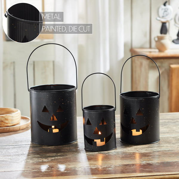 Halloween Plastic Jack O Lantern Buckets Set of 3 Assorted 5 6 7 Pumpkin Pails for Trick or Treat & Party Decor