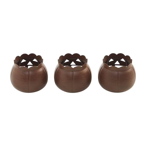 Halloween Tabletop Bronze Jack O Lantern Votive Holders Set of 3 for Fall Decor, 3.5 Inch