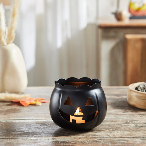 Jack-O-Lantern Candle Holder Black 4.25x5.25x5.25
