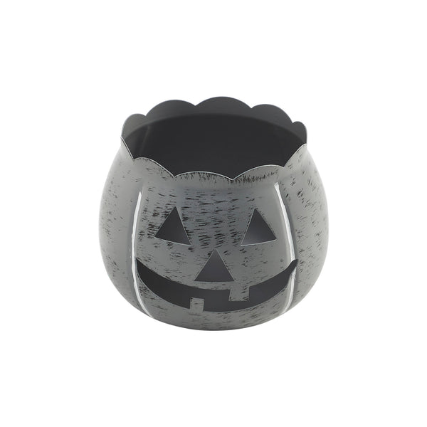 Decorative Halloween Jack O Lantern Candle Holder Antique Grey Fall Tabletop Decor 4.25x5.25x5.25
