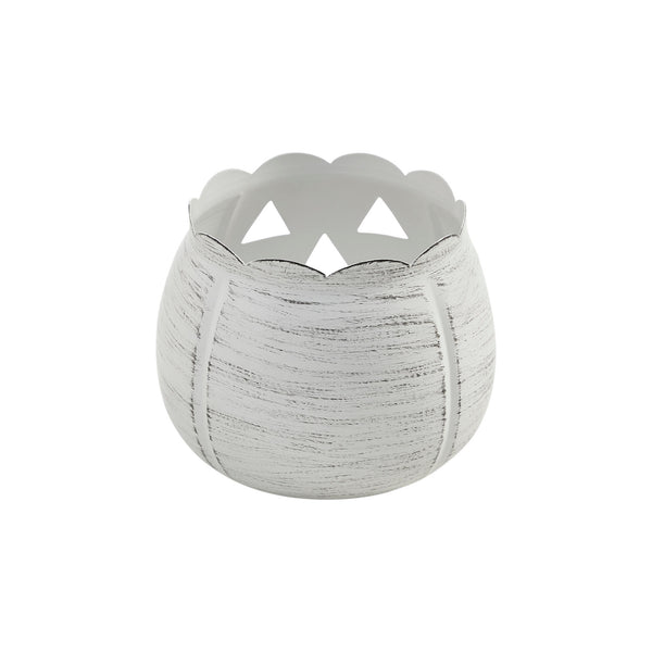 Halloween Jack O Lantern Pumpkin Candle Holder Antique White Fall Tabletop Decor 4.25x5.25x5.25