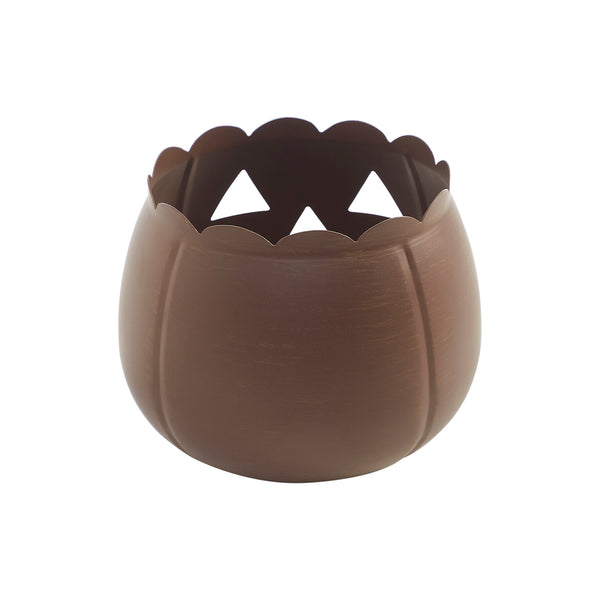 Bronze Jack O Lantern Votive Tealight Candle Holder, Spooky Halloween Fall Metal Decor 6.25x7.5x7.5 Inch