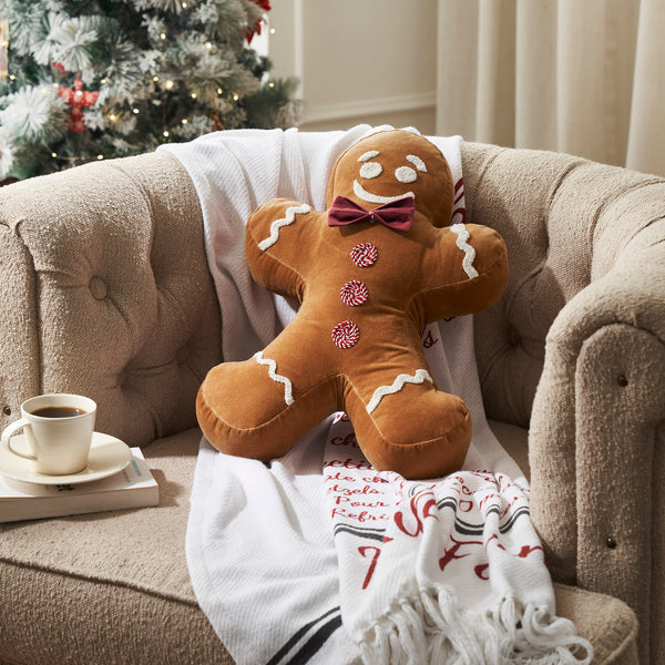 Mr. Gingerbread Appliqued Pillow 18x12
