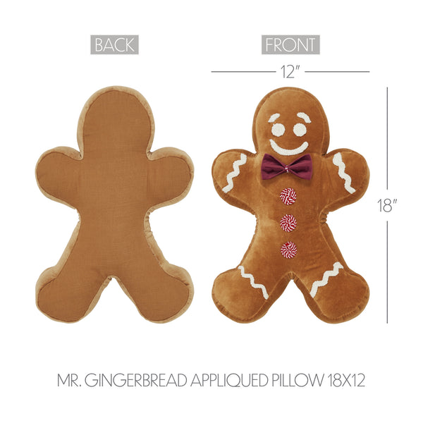 Mr. Gingerbread Appliqued Pillow 18x12