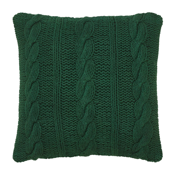 Cable Knit Sweater Pillow Green 18x18