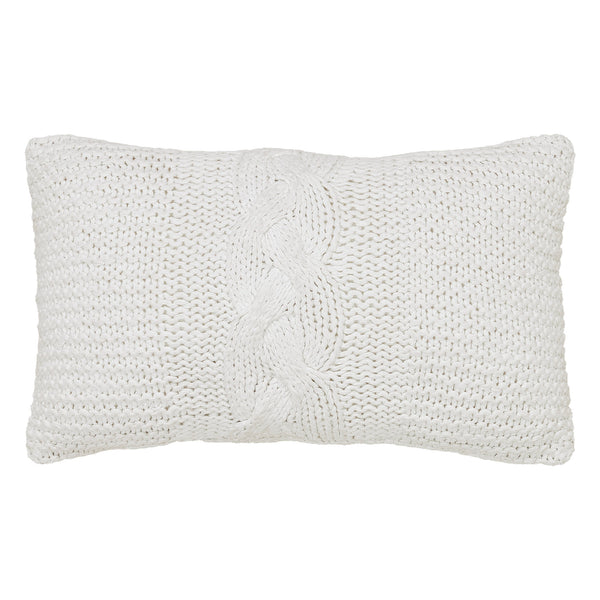 Cable Knit Sweater Pillow White 12x20