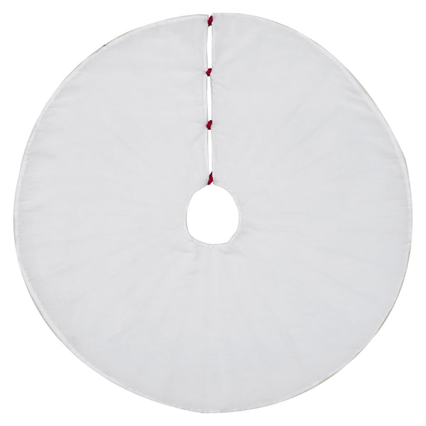 Quilted White Velvet Tree Skirt with Red Bow Ties 48