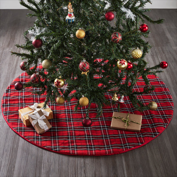 Red and Black Tartan Plaid Tree Skirt 48