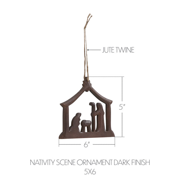 Nativity Scene Ornament Dark Finish - 5 inch