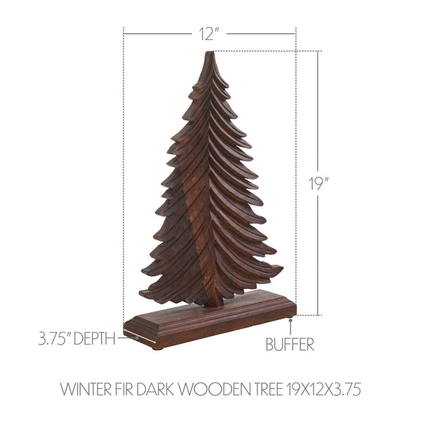Winter Fir Dark Wooden Tree 19x12x3.75