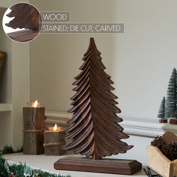 Winter Fir Dark Wooden Tree 19x12x3.75