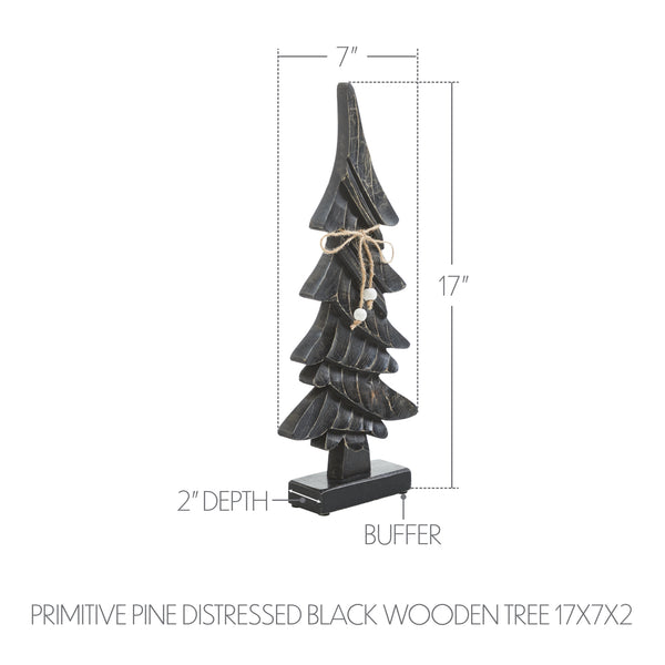 Primitive Pine Distressed Black Wooden Tree 17x7x2