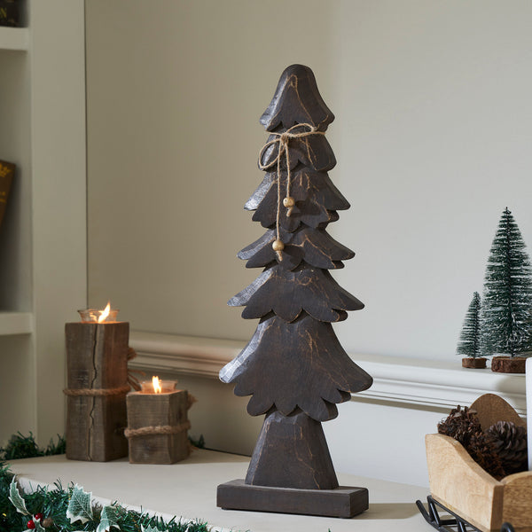Tidings Timber Dark Wooden Tree 21x8x2